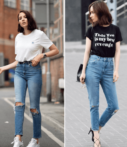  Cách phối đồ với quần jeans rách