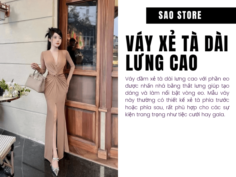 Váy xẻ tà dài lưng cao