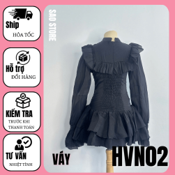 Váy ngắn cổ bèo tay dài thời trang hẹn hò SAO STORE HVN02 sau