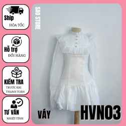 Váy ngắn cổ bèo tay dài thời trang hẹn hò SAO STORE HVN03