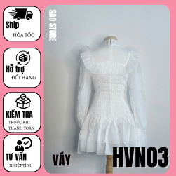 Váy ngắn cổ bèo tay dài thời trang hẹn hò SAO STORE HVN03 sau