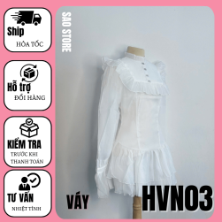 Váy ngắn cổ bèo tay dài thời trang hẹn hò SAO STORE HVN03 phải