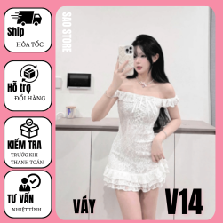 Váy đi chơi ren ngắn 2 dây trễ vai V14 3