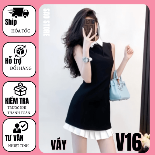 Váy sát nách nữ phối sơ mi đi chơi V16 1