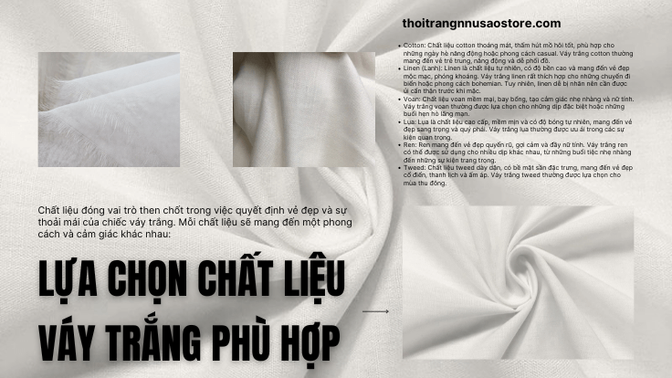 Lựa chọn chất liệu váy trắng phù hợp